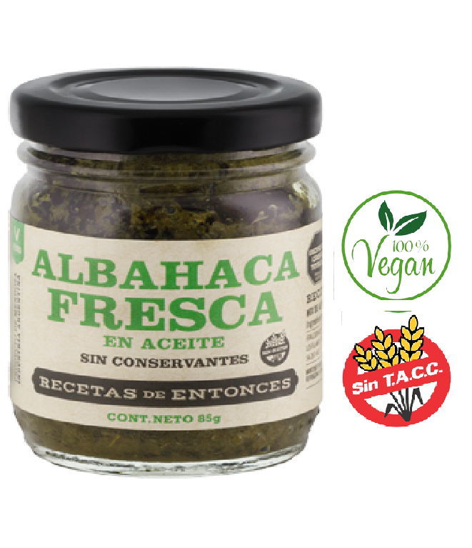 Albahaca Fresca en Aceite 90 Grs. RECETA DE ENTONCES
