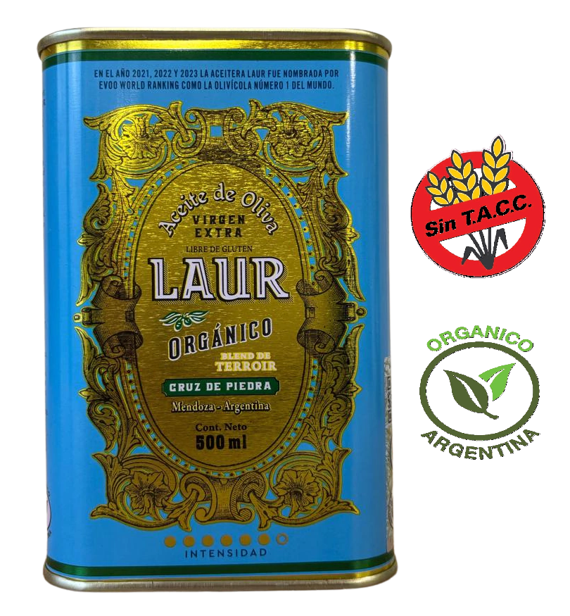Aceite de Oliva Virgen Extra Orgánico Cruz de Piedra Lata 500 ml. LAUR
