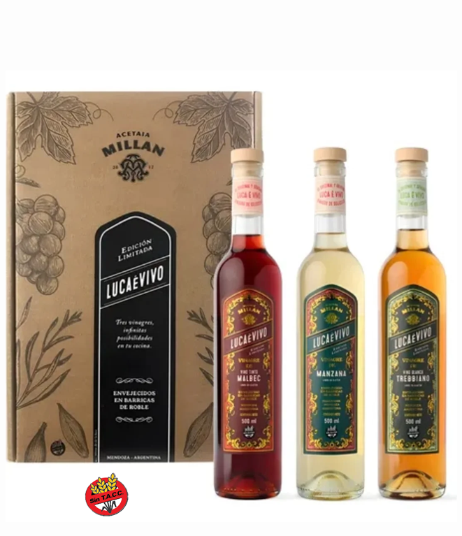 Estuche Tres Vinagres Premium Edición Limitada 500 ml. LUCA É VIVO